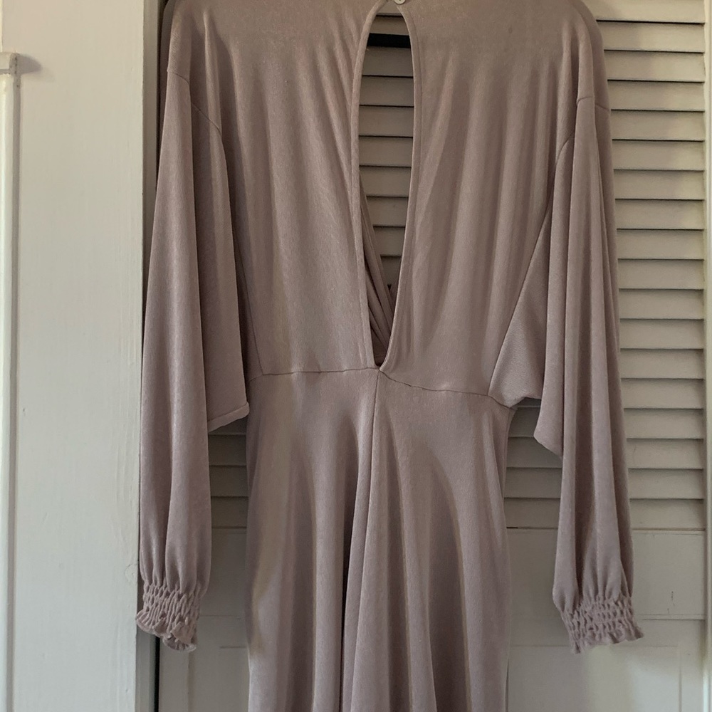 Long sleeve glitter jumpsuit (Tan)
